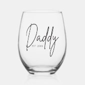 タイポグラフィモダンダディパーソナライズされた ステムなしワイングラス (正面)