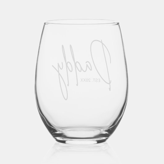 タイポグラフィモダンダディパーソナライズされた ステムなしワイングラス (裏面)