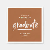 タイポグラフィモダンテラコッタ卒業パリーシック スタンダードカクテルナプキン (正面)