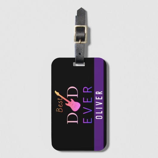 タイポグラフィモダントラベ最高のルパパイーバーファーズデイ ラゲッジタグ (正面縦)