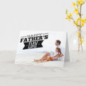 タイポグラフィモダンハッピーファーザーの日の写真カード カード (黄色い花)