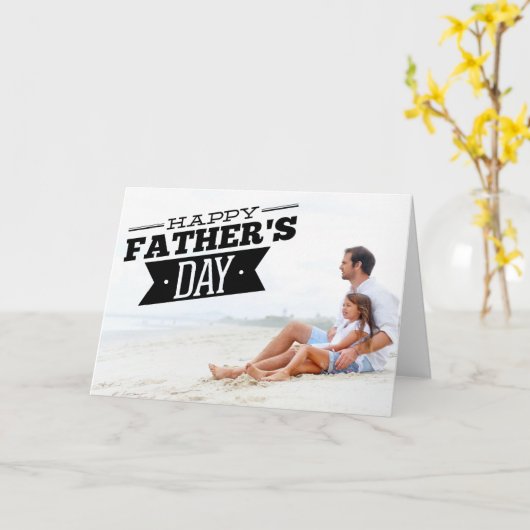 タイポグラフィモダンハッピーファーザーの日の写真カード カード (黄色い花)