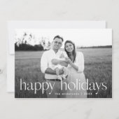 タイポグラフィモダンハッピーホリデイズグリーンプレイドフォト シーズンカード (正面)