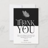 タイポグラフィモダンバタフライブライダルシャワーありがとう カード (正面)