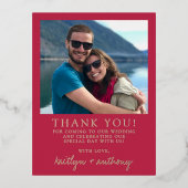 タイポグラフィモダンビバマゼンタフォミニマルト 箔招待状ポストカード (正面)