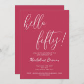 タイポグラフィモダンビバマゼンタ50誕生日 招待状 (正面/裏面)