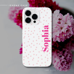 タイポグラフィモダンピンクスポットiPhoneケース（名前あり） Case-Mate iPhone 14 Pro Maxケース