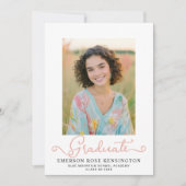 タイポグラフィモダンピンク卒業写真 案内状 (正面)