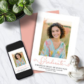 タイポグラフィモダンピンク卒業写真 案内状