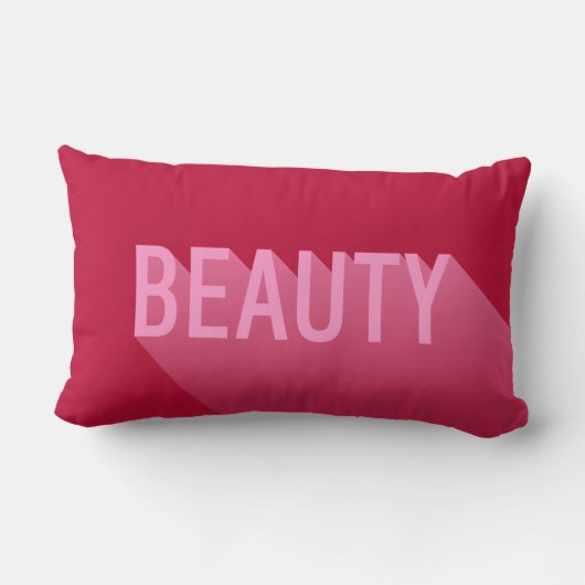 タイポグラフィモダンピンク美しい ランバークッション (裏面)