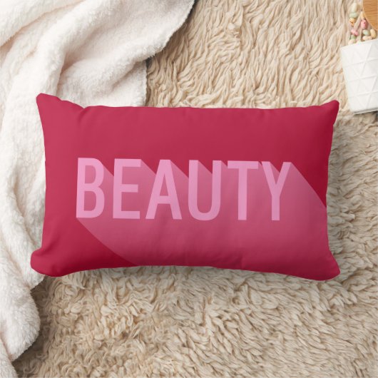 タイポグラフィモダンピンク美しい ランバークッション (ブランケット)