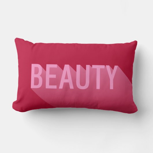 タイポグラフィモダンピンク美しい ランバークッション (正面)