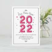 タイポグラフィモダンピンク2022年大晦日パーティー 招待状 (スタンド正面)