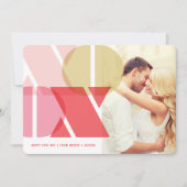 タイポグラフィモダンピンクXOXOバレンタインデーの写真 シーズンカード (正面)