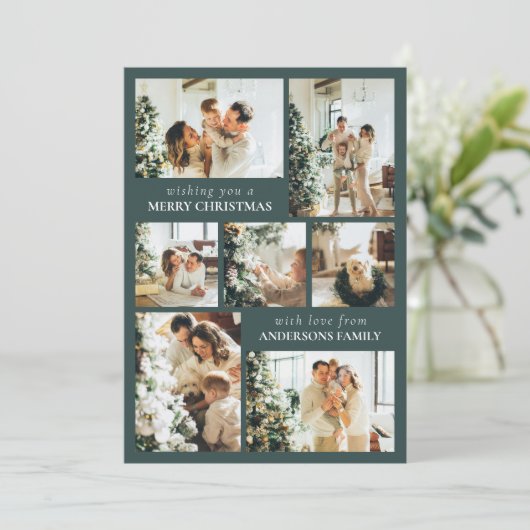 タイポグラフィモダンフォレストグリーンクリスマスカード シーズンカード (スタンド正面)