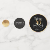 タイポグラフィモダンブラックと金ゴールド40歳の誕生日 コンフェッティ (正面)