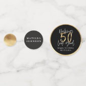 タイポグラフィモダンブラックと金ゴールド50歳の誕生日 コンフェッティ (正面)