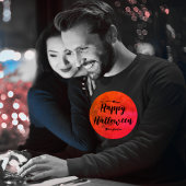 タイポグラフィモダンブラックオレンジムーンハロウィンメンズ Tシャツ