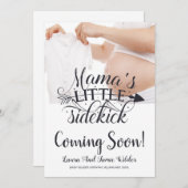 タイポグラフィモダンベビーバンプ写真妊娠Annou 案内状 (正面/裏面)