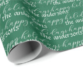 タイポグラフィモダンホリデーパターンカスタムファミリー ラッピングペーパー (ロールコーナー)