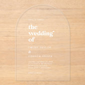 タイポグラフィモダンホワイトボホヴィンテージレトロ結婚ズ アクリル招待状 (正面)