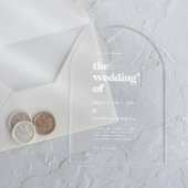 タイポグラフィモダンホワイトボホヴィンテージレトロ結婚ズ アクリル招待状