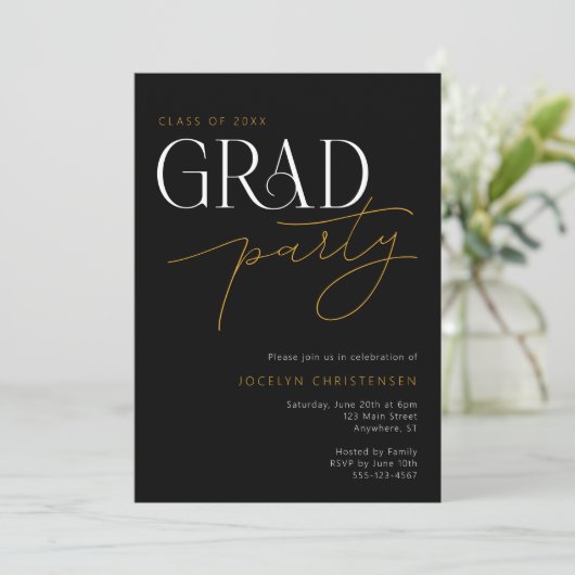 タイポグラフィモダンミニマリストグラードパーティの招待状 招待状 (スタンド正面)