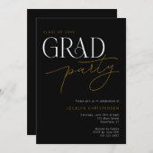 タイポグラフィモダンミニマリストグラードパーティの招待状 招待状 (正面/裏面)