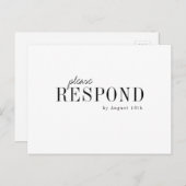 タイポグラフィモダンミニマルエレガントな結婚式RSVP インビテーションポストカード (正面/裏面)