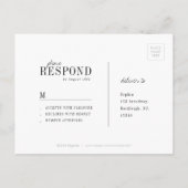 タイポグラフィモダンミニマルエレガントな結婚式RSVP インビテーションポストカード (裏面)