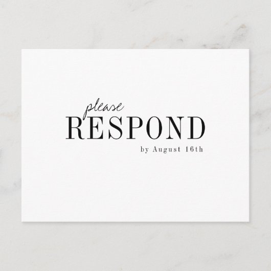 タイポグラフィモダンミニマルエレガントな結婚式RSVP インビテーションポストカード (正面)