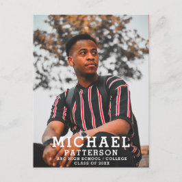 タイポグラフィモダンミニマル写真卒業 インビテーションポストカード