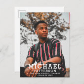 タイポグラフィモダンミニマル写真卒業 インビテーションポストカード (正面/裏面)