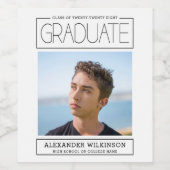 タイポグラフィモダンミニマル写真卒業 ワインラベル (シングルラベル)