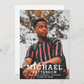 タイポグラフィモダンミニマル写真卒業 招待状 (正面/裏面)