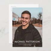 タイポグラフィモダンミニマル写真卒業 案内ポストカード (正面/裏面)