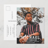 タイポグラフィモダンミニマル写真卒業 案内ポストカード (正面/裏面)