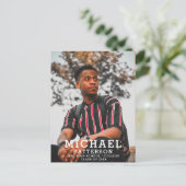 タイポグラフィモダンミニマル写真卒業 案内ポストカード (スタンド正面)