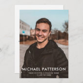 タイポグラフィモダンミニマル写真卒業 案内状 (正面/裏面)