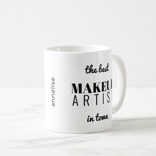 タイポグラフィモダンメイクアップアーティストおもしろい コーヒーマグカップ (正面右)