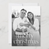 タイポグラフィモダンメリークリスマスグリーンフォト シーズンカード (正面)