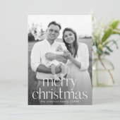 タイポグラフィモダンメリークリスマスグリーンフォト シーズンカード (スタンド正面)