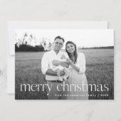 タイポグラフィモダンメリークリスマスグリーンフォト シーズンカード (正面)