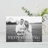 タイポグラフィモダンメリークリスマスグリーンフォト シーズンカード (スタンド正面)