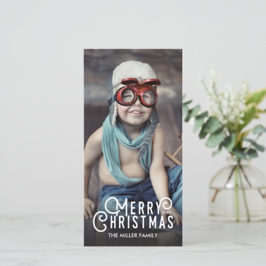 タイポグラフィモダンメリークリスマスフルブリードフォト シーズンカード (スタンド正面)