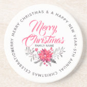 タイポグラフィモダンメリークリスマスブーケ コースター (正面)