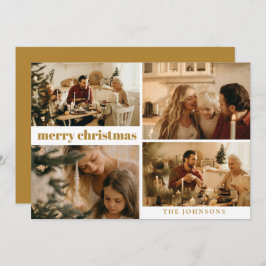 タイポグラフィモダンメリークリスマスマスタード金ゴールド シーズンカード