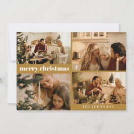 タイポグラフィモダンメリークリスマスマスタード金ゴールド シーズンカード