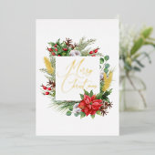 タイポグラフィモダンメリークリスマスリースフォイルカード 箔シーズンカード (立ち正面)