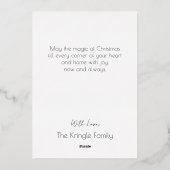 タイポグラフィモダンメリークリスマスリース写真 箔シーズンカード (裏面)